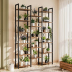 5-Tier Triple Bookshelf Bookcase with 14 Open Shelves