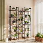 5-Tier Triple Bookshelf Bookcase with 14 Open Shelves