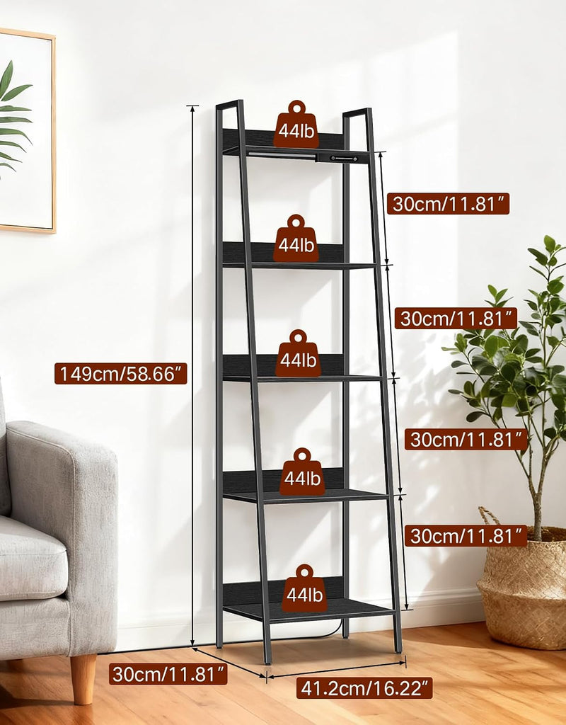 5-Tier Wide Ladder Shelf with LED Lights Touch