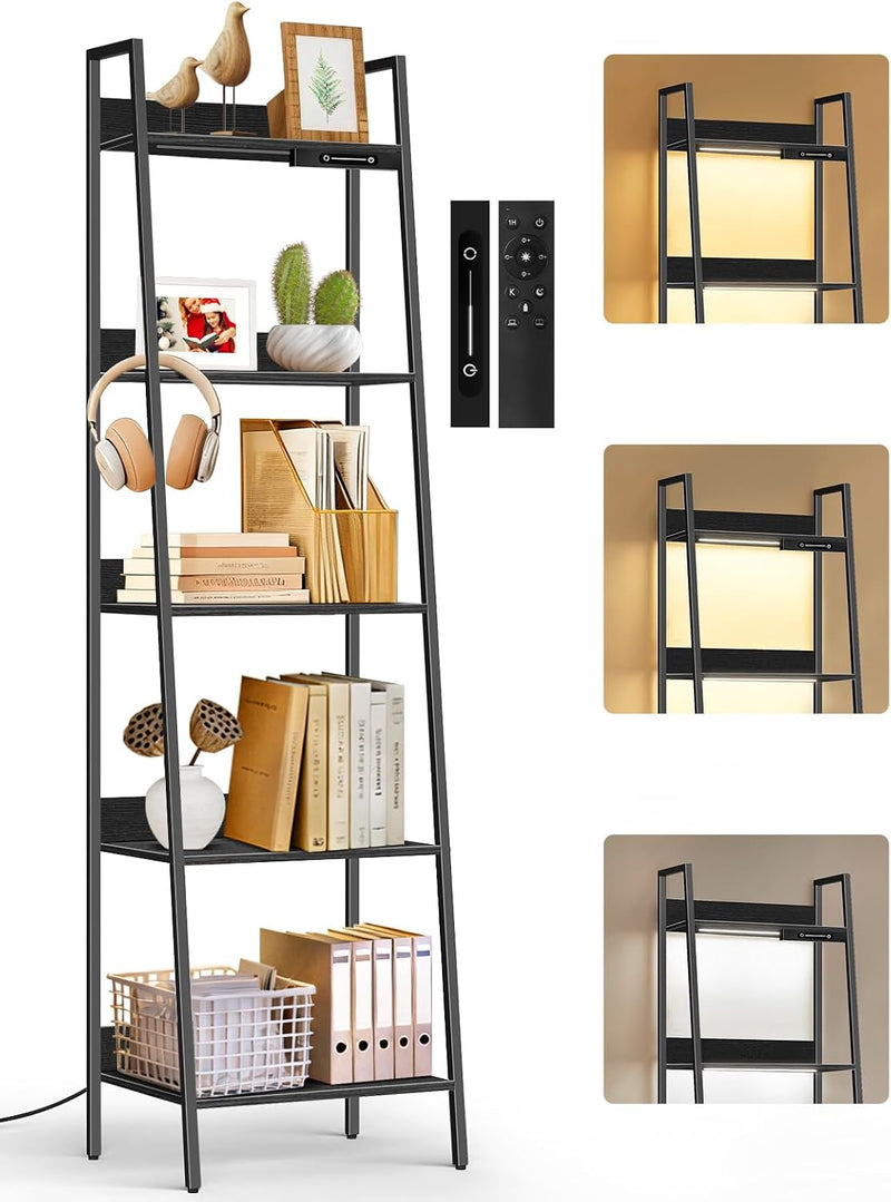 5-Tier Wide Ladder Shelf with LED Lights Touch