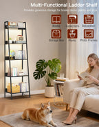 5-Tier Wide Ladder Shelf with LED Lights Touch