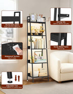 5-Tier Wide Ladder Shelf with LED Lights Touch