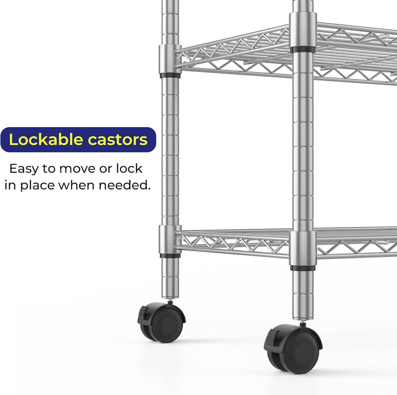 5-Tier Wire Shelving Unit on Wheels Chrome 59W