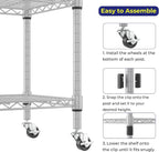 5-Tier Wire Shelving Unit on Wheels Chrome 59W