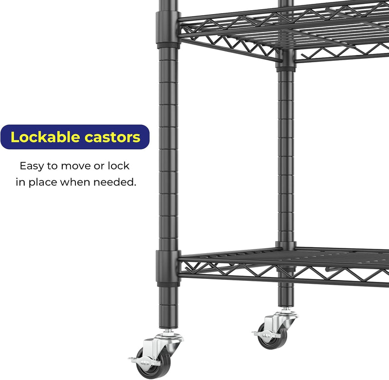 5-Tier Wire Shelving Unit on Wheels Chrome 59W
