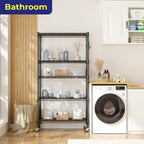 5-Tier Wire Shelving Unit on Wheels Chrome 59W