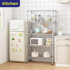 5-Tier Wire Shelving Unit on Wheels Chrome 59W