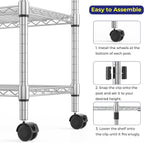 5-Tier Wire Shelving Unit on Wheels Chrome 59W