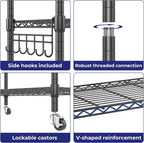 5-Tier Wire Shelving Unit on Wheels Chrome 59W
