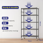 5-Tier Wire Shelving Unit on Wheels Chrome 59W