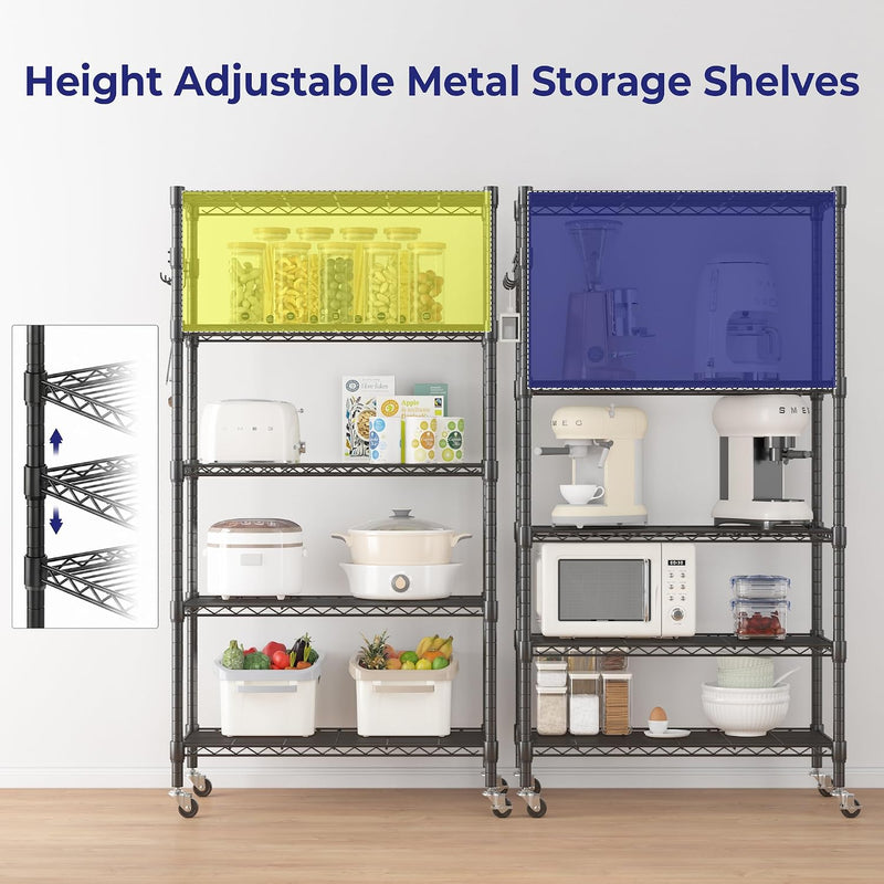 5-Tier Wire Shelving Unit on Wheels Chrome 59W