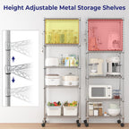5-Tier Wire Shelving Unit on Wheels Chrome 59W