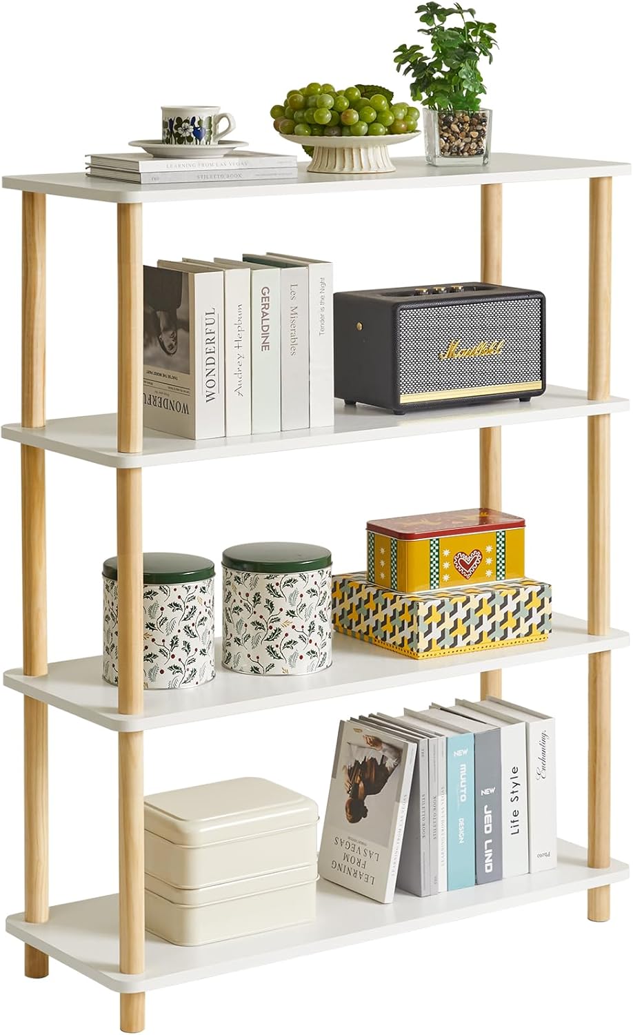 5-Tier Wooden Open Bookcase Modern Freestanding Bookshelf