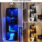 5-Tiers Corner Bookcase with 3 Colour Lights
