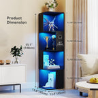 5-Tiers Corner Bookcase with 3 Colour Lights