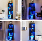 5-Tiers Corner Bookcase with 3 Colour Lights