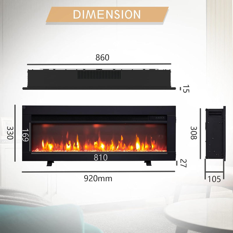 50" Wall Mounted Electric Fireplace Dilton with 2