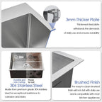 500x350MM 304 Stainless Steel Brushed Single Bowl Kitchen