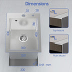 500x350MM 304 Stainless Steel Brushed Single Bowl Kitchen