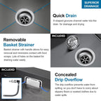 500x350MM 304 Stainless Steel Brushed Single Bowl Kitchen