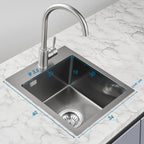 500x350MM 304 Stainless Steel Brushed Single Bowl Kitchen