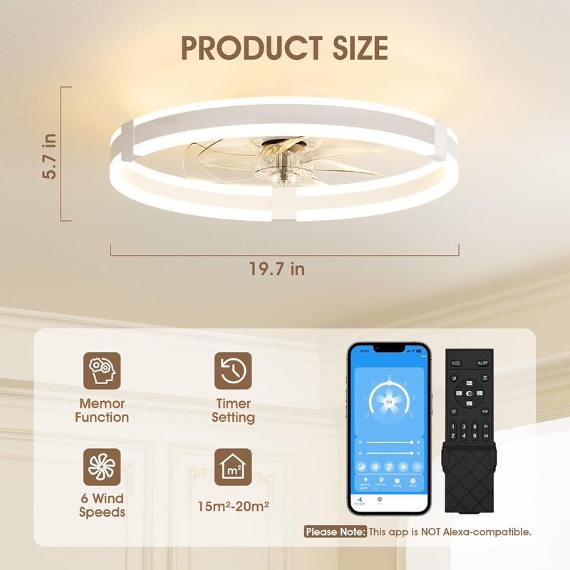 Ceiling Fan with Lights Remote 3 Colours