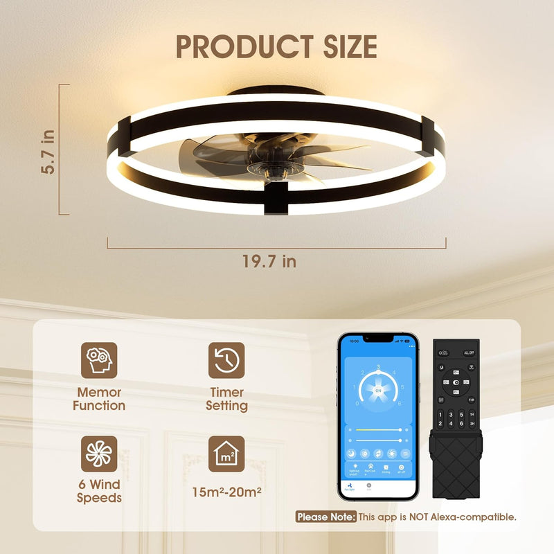 Ceiling Fan with Lights Remote 3 Colours