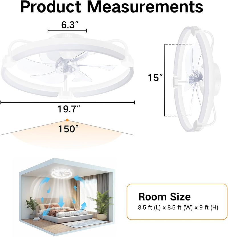 50CM Ceiling Fans with Lights and Remote 6