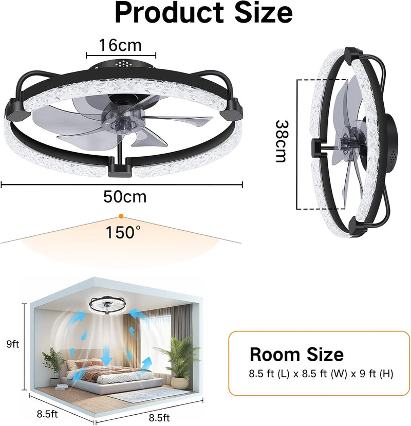 50CM Ceiling Fans with Lights and Remote 6
