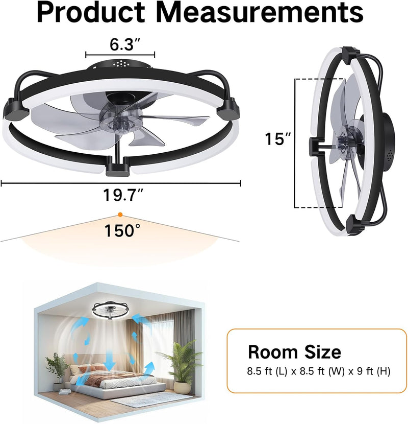 50CM Ceiling Fans with Lights and Remote 6
