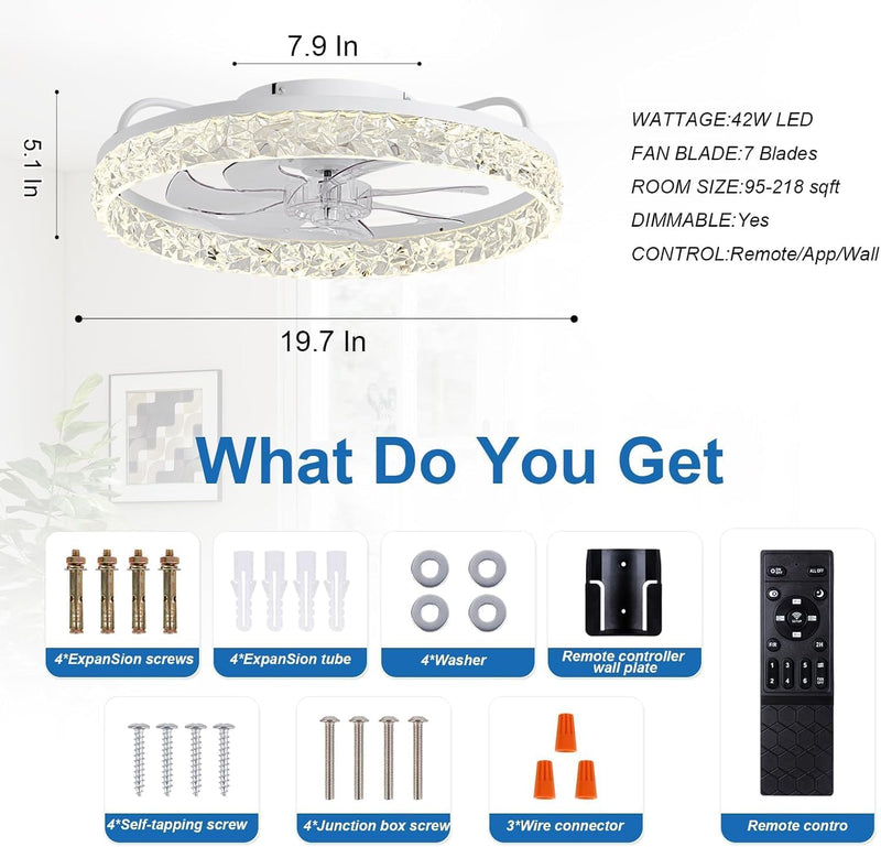 50CM Ceiling Fans with Lights and Remote 6