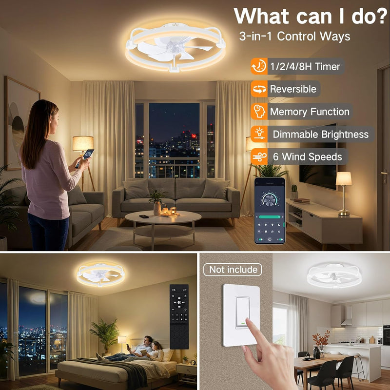 50CM Ceiling Fans with Lights and Remote 6
