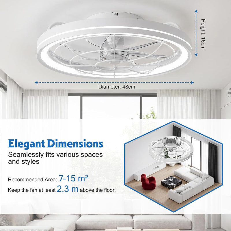 50CM Ceiling Fans with Lights and Remote Protective
