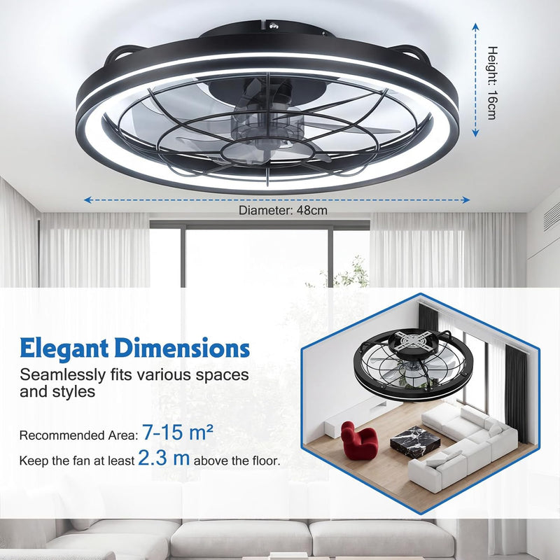 50CM Ceiling Fans with Lights and Remote Protective