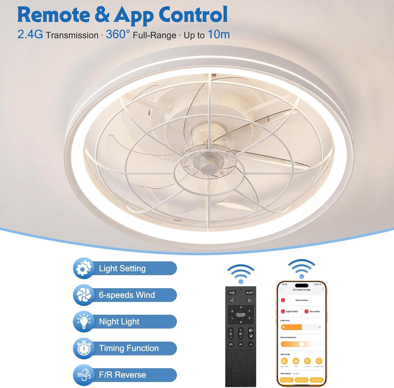 50CM Ceiling Fans with Lights and Remote Protective