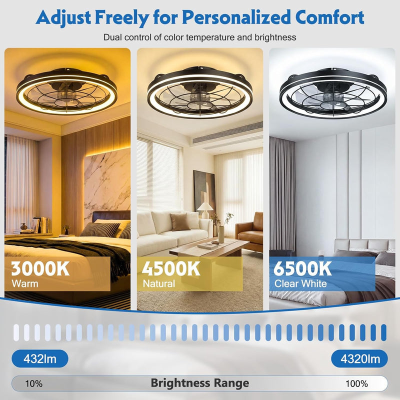 50CM Ceiling Fans with Lights and Remote Protective