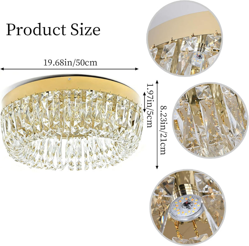 50CM Crystal Chandelier Living Room Ceiling Light Fixture