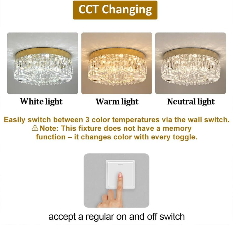 50CM Crystal LED Chandelier Modern Flush Mount Ceiling