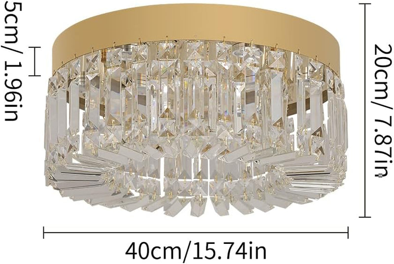50CM Crystal LED Chandelier Modern Flush Mount Ceiling