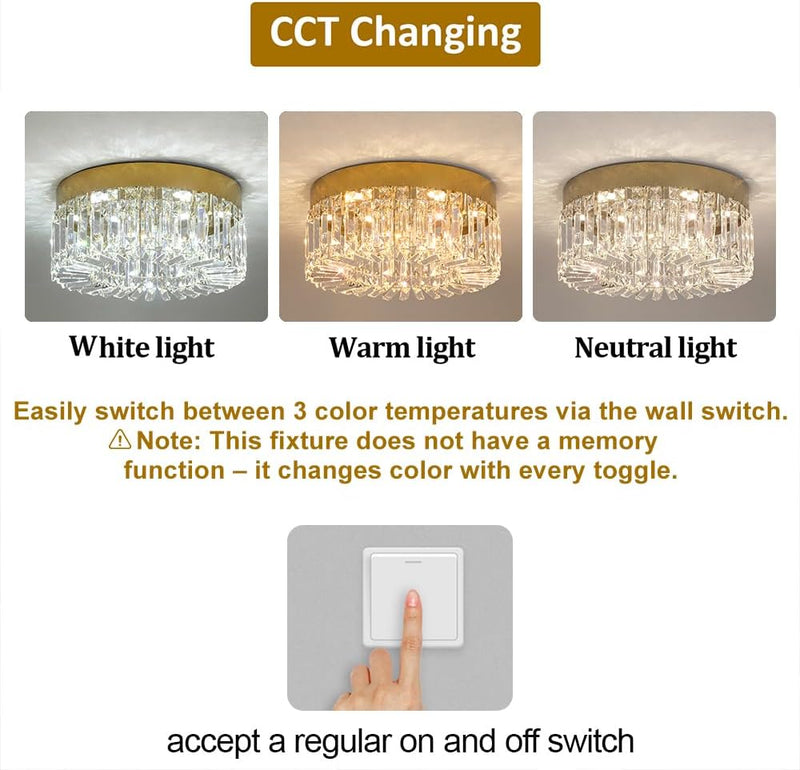 50CM Crystal LED Chandelier Modern Flush Mount Ceiling