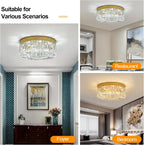 50CM Crystal LED Chandelier Modern Flush Mount Ceiling