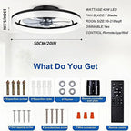 50CM Modern Ceiling Fans with Lights Reversible Remote