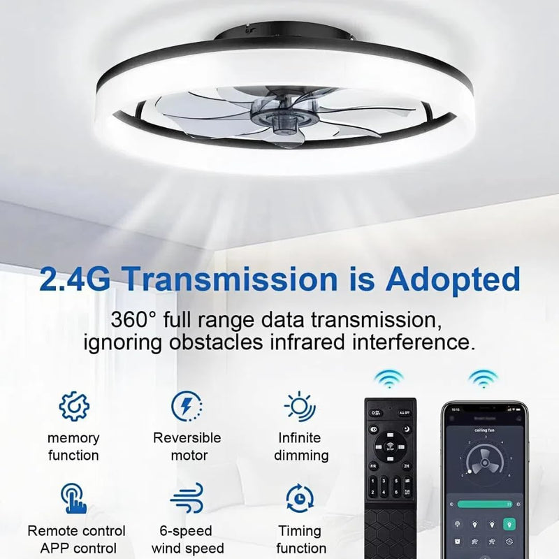 50CM Modern Ceiling Fans with Lights Reversible Remote