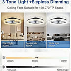 50CM Modern Ceiling Fans with Lights Reversible Remote