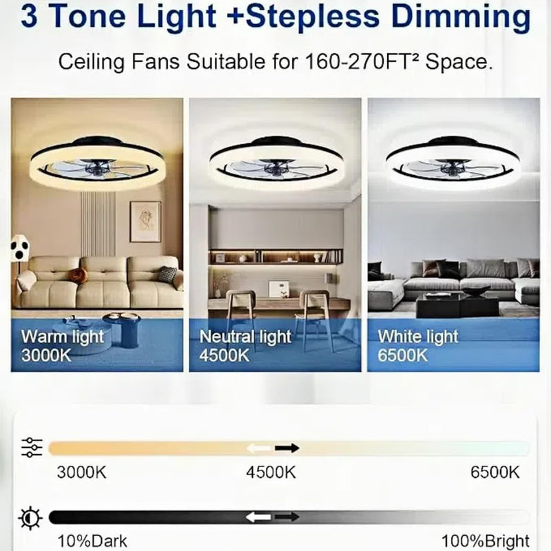50CM Modern Ceiling Fans with Lights Reversible Remote