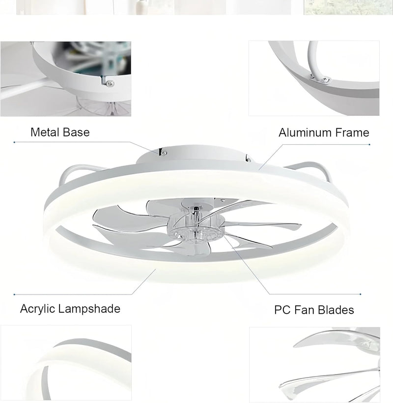50CM Modern Ceiling Fans with Lights Reversible Remote