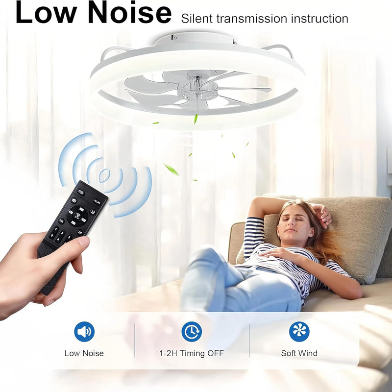 50CM Modern Ceiling Fans with Lights Reversible Remote