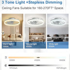 50CM Modern Ceiling Fans with Lights Reversible Remote