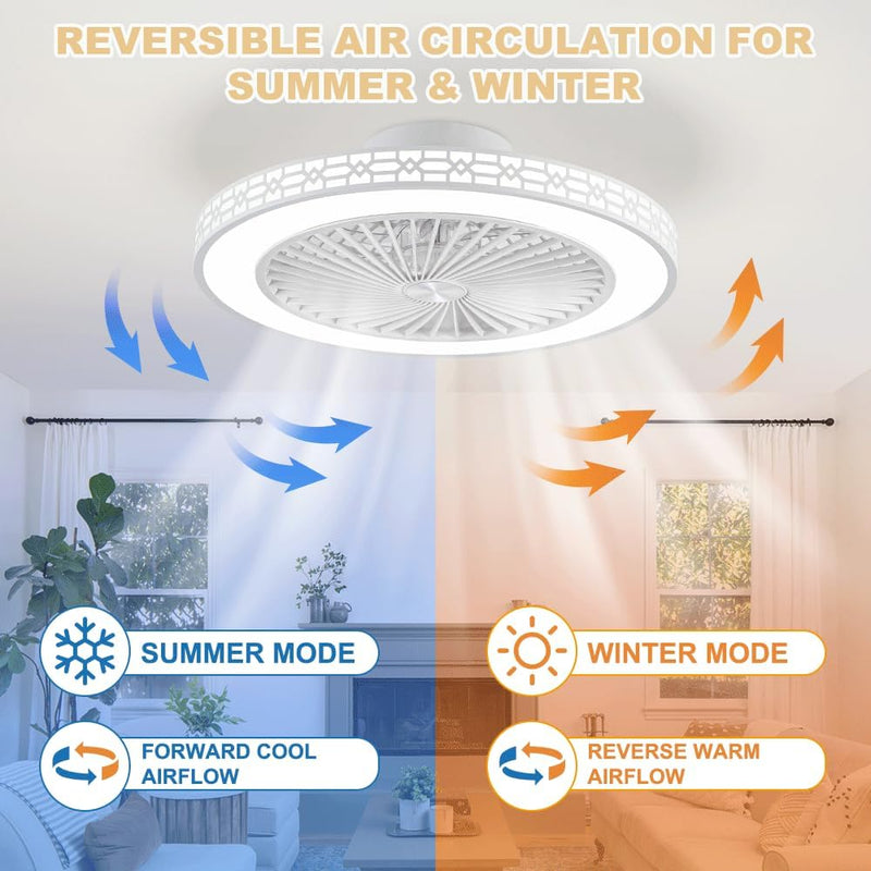 50CM Reversible Ceiling Fans with Lights and Remote