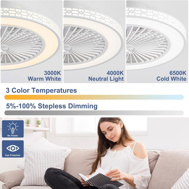 50CM Reversible Ceiling Fans with Lights and Remote